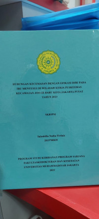 HUBUNGAN KECEMASAN DENGAN EFIKASI DIRI PADA
IBU MENYUSUI DI WILAYAH KERJA PUSKESMAS
KECAMATAN JOHAR BARU KOTA JAKARTA PUSAT