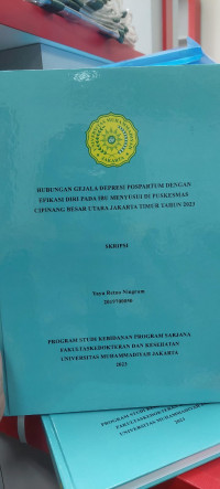 HUBUNGAN GEJALA DEPRESI POSPARTUM DENGAN
EFIKASI DIRI PADA IBU MENYUSUI DI PUSKESMAS
CIPINANG BESAR UTARA JAKARTA TIMUR TAHUN 2023